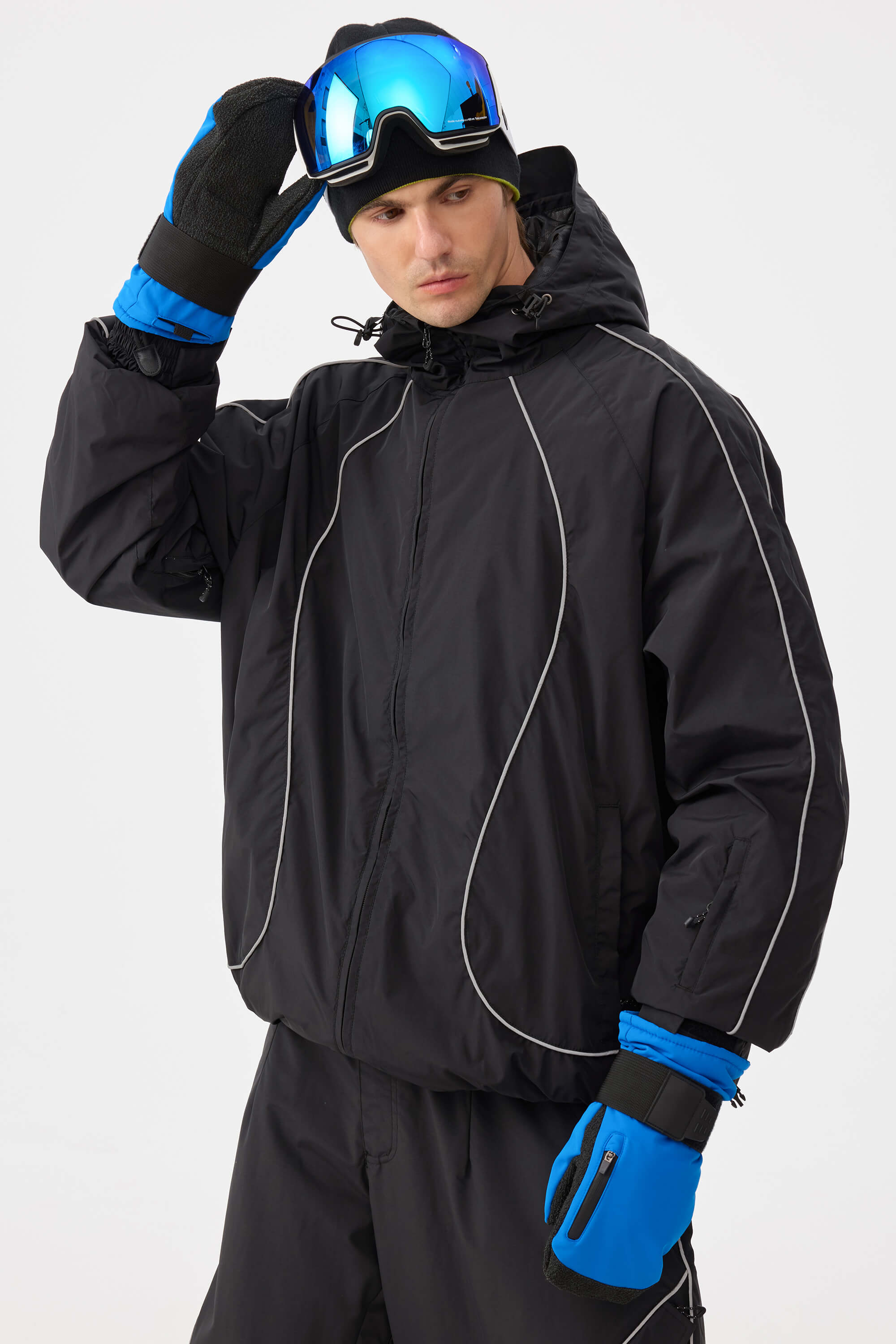 Retro Track Reflective Piping Snow Jacket – Unisex | Gsou Snow