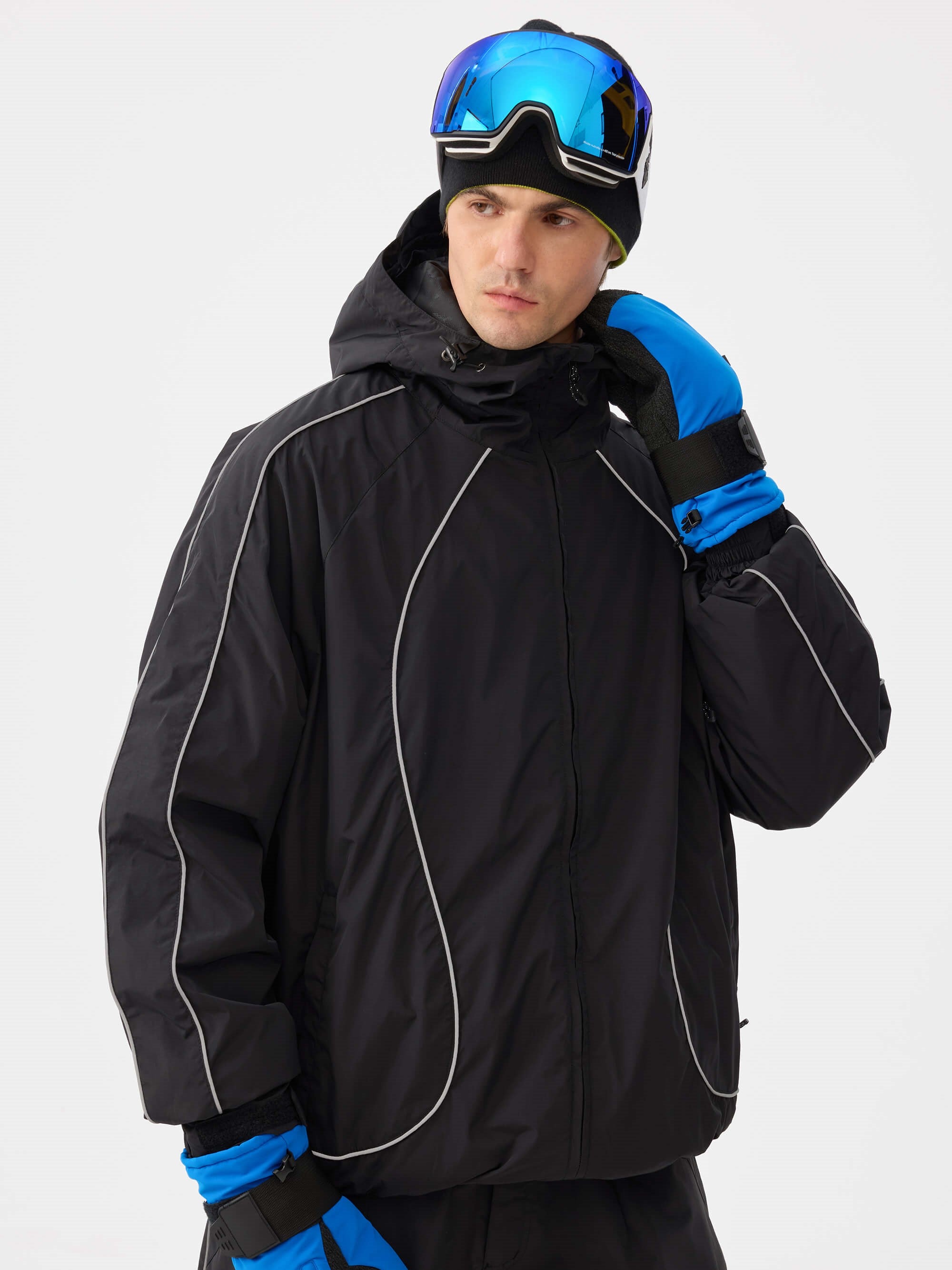 Retro Track Reflective Piping Snow Jacket – Unisex | Gsou Snow