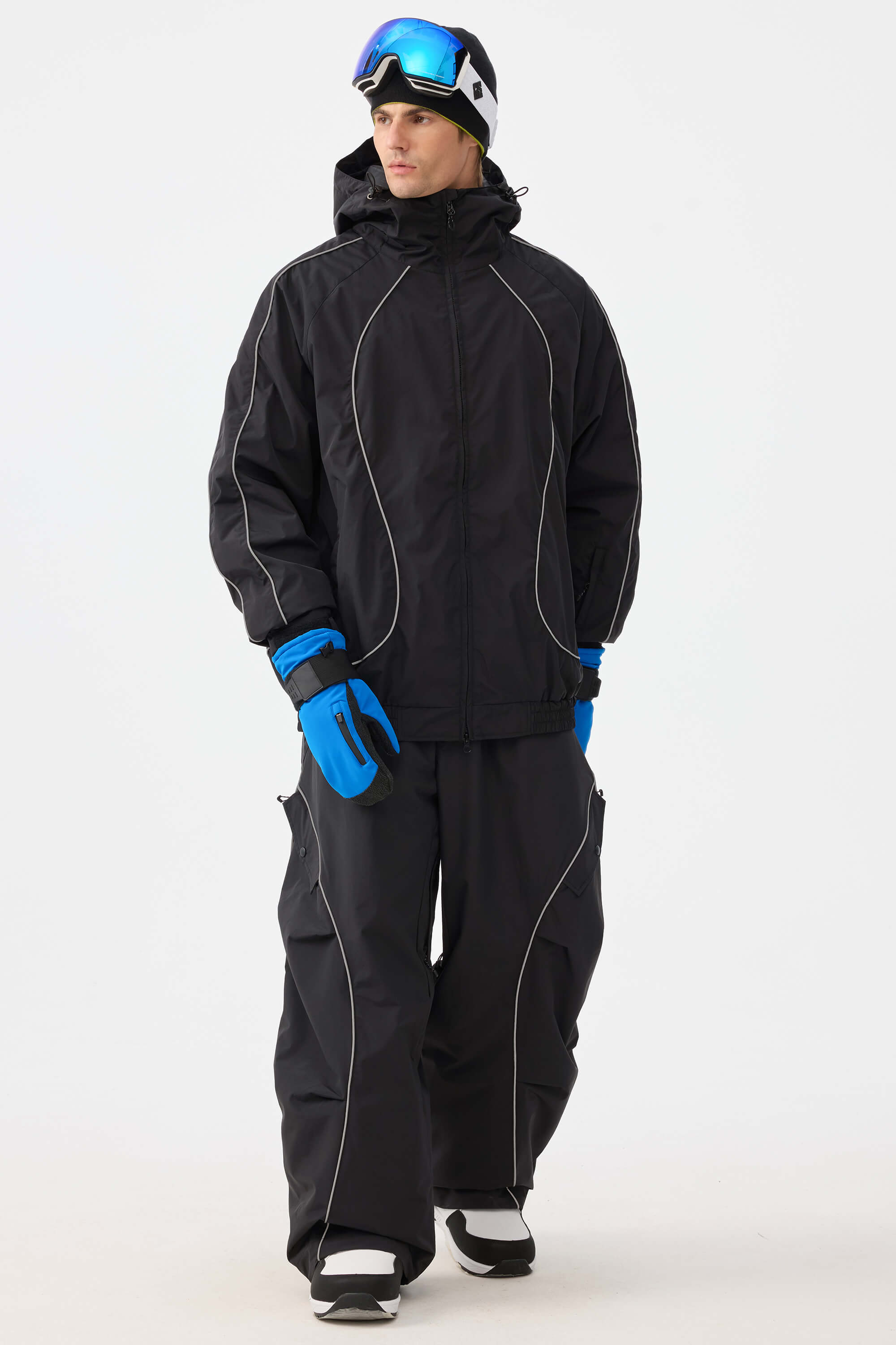 Retro Track Reflective Piping Snow Jacket – Unisex | Gsou Snow