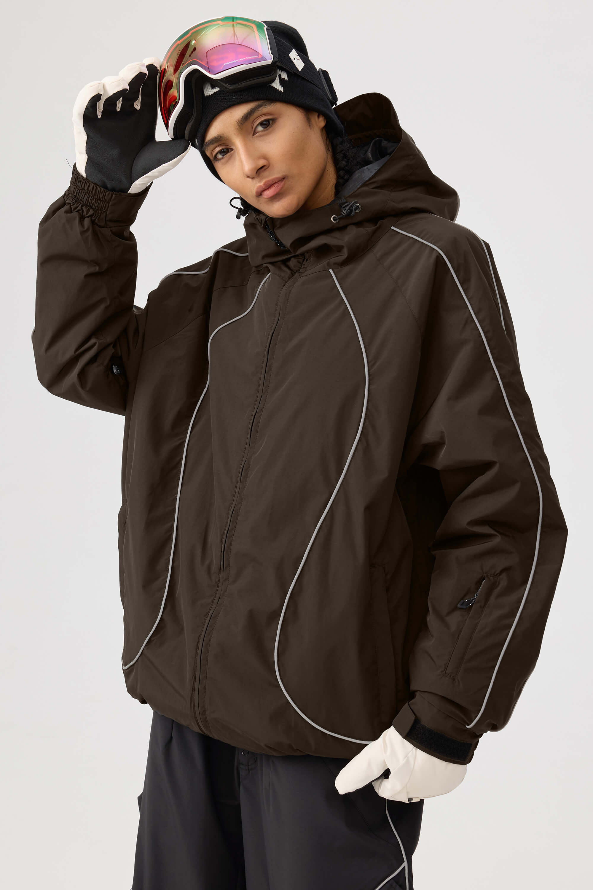 Retro Track Reflective Piping Snow Jacket – Unisex | Gsou Snow