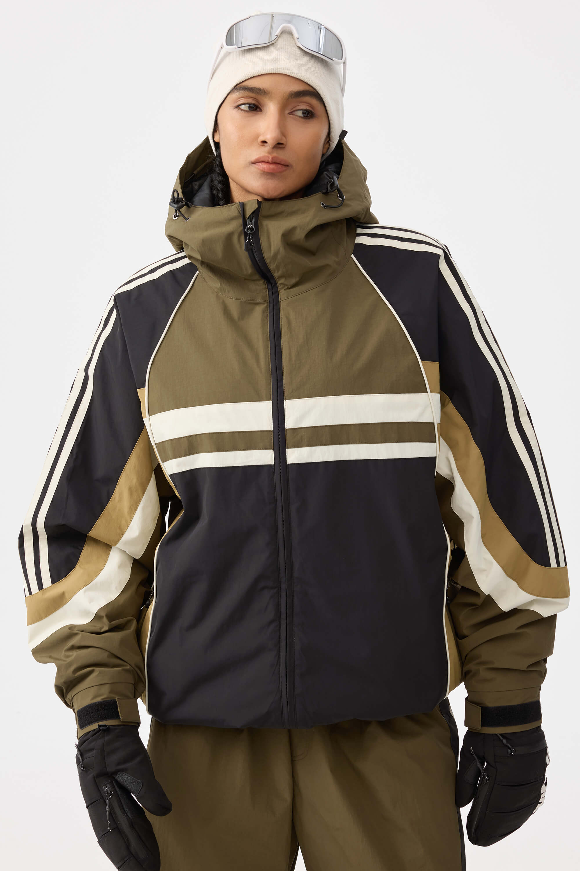 Retro Sporty Stripes Trim Colorblock Snow Jacket – Unisex | Gsou Snow