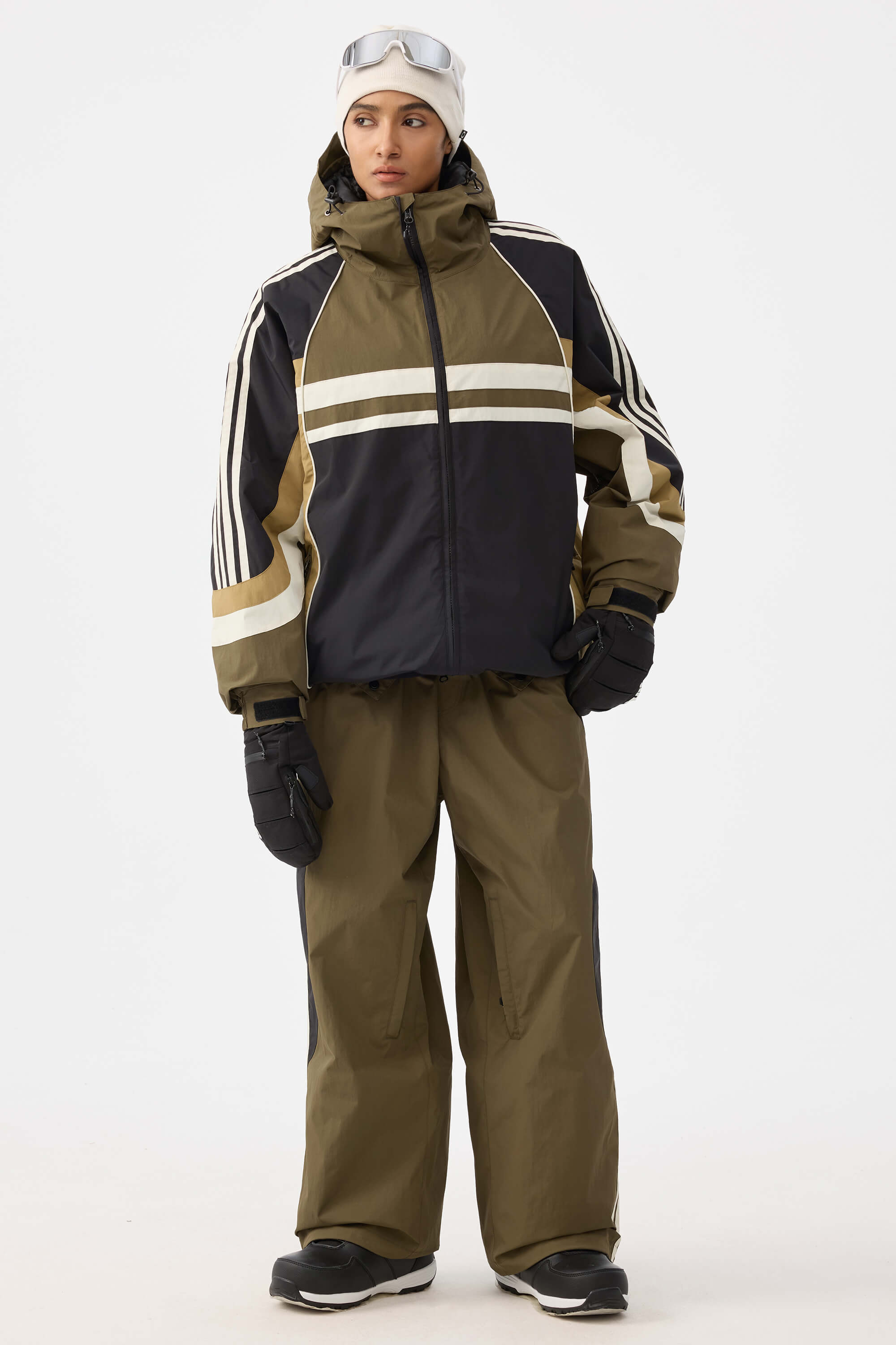 Retro Sporty Stripes Trim Colorblock Snow Jacket – Unisex | Gsou Snow