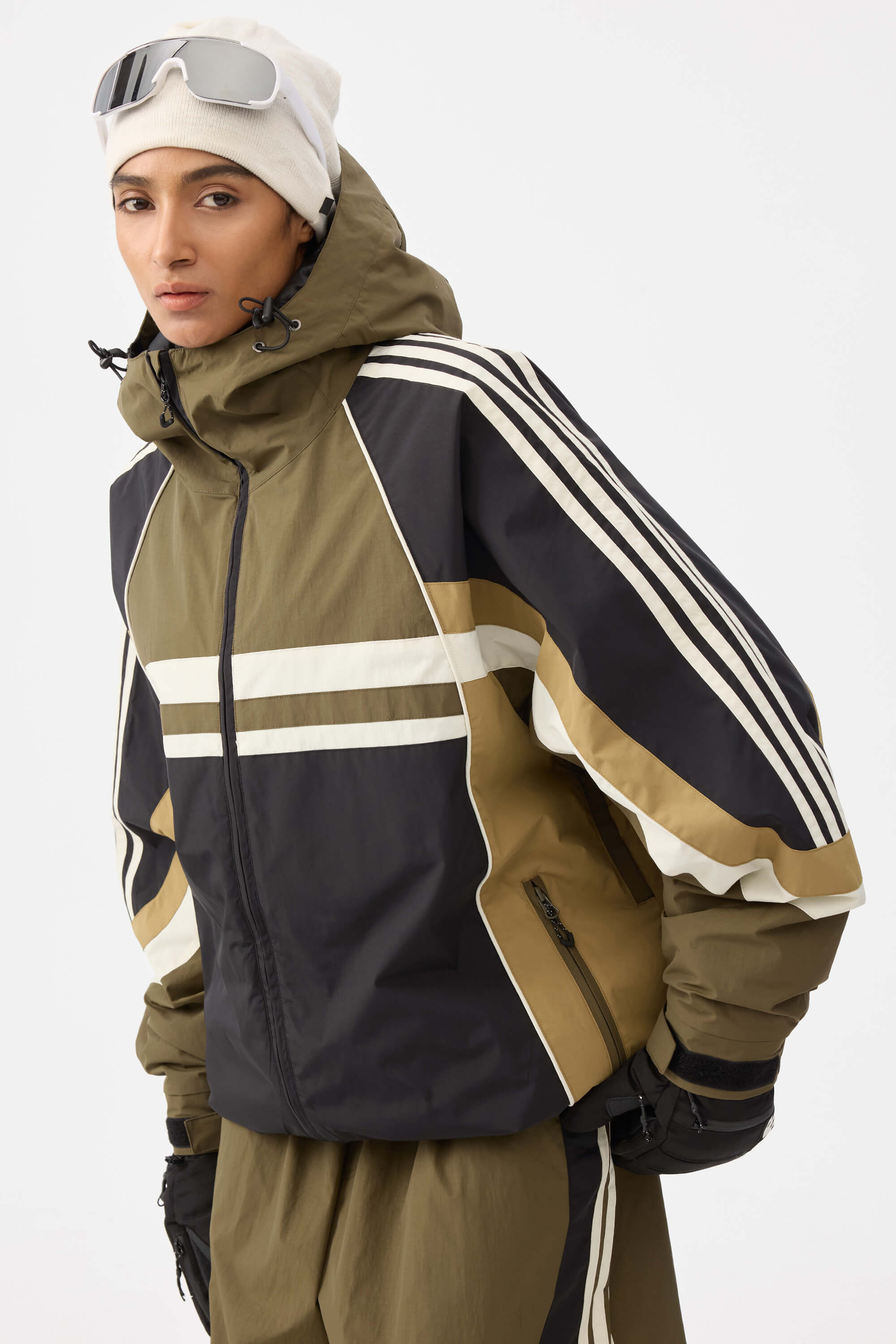 Retro Sporty Stripes Trim Colorblock Snow Jacket – Unisex | Gsou Snow