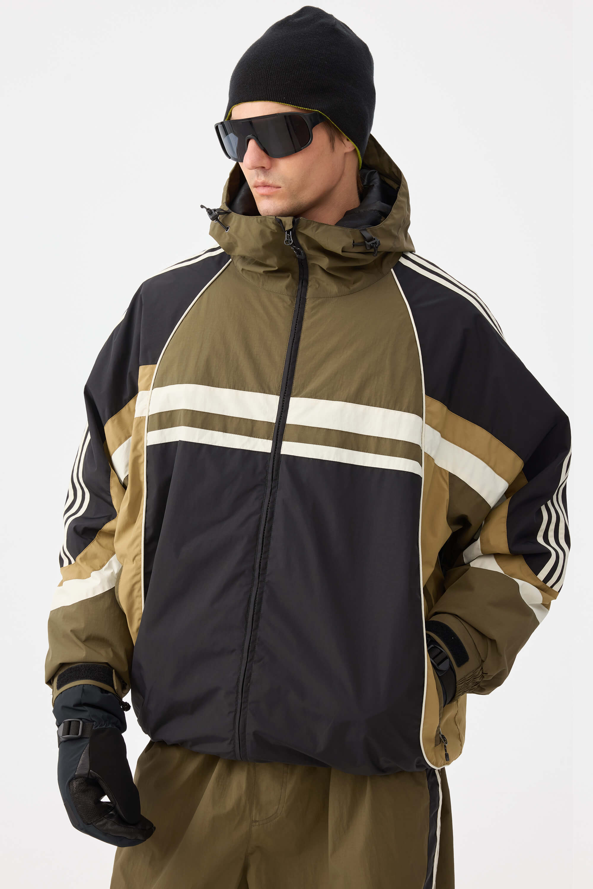 Retro Sporty Stripes Trim Colorblock Snow Jacket – Unisex | Gsou Snow