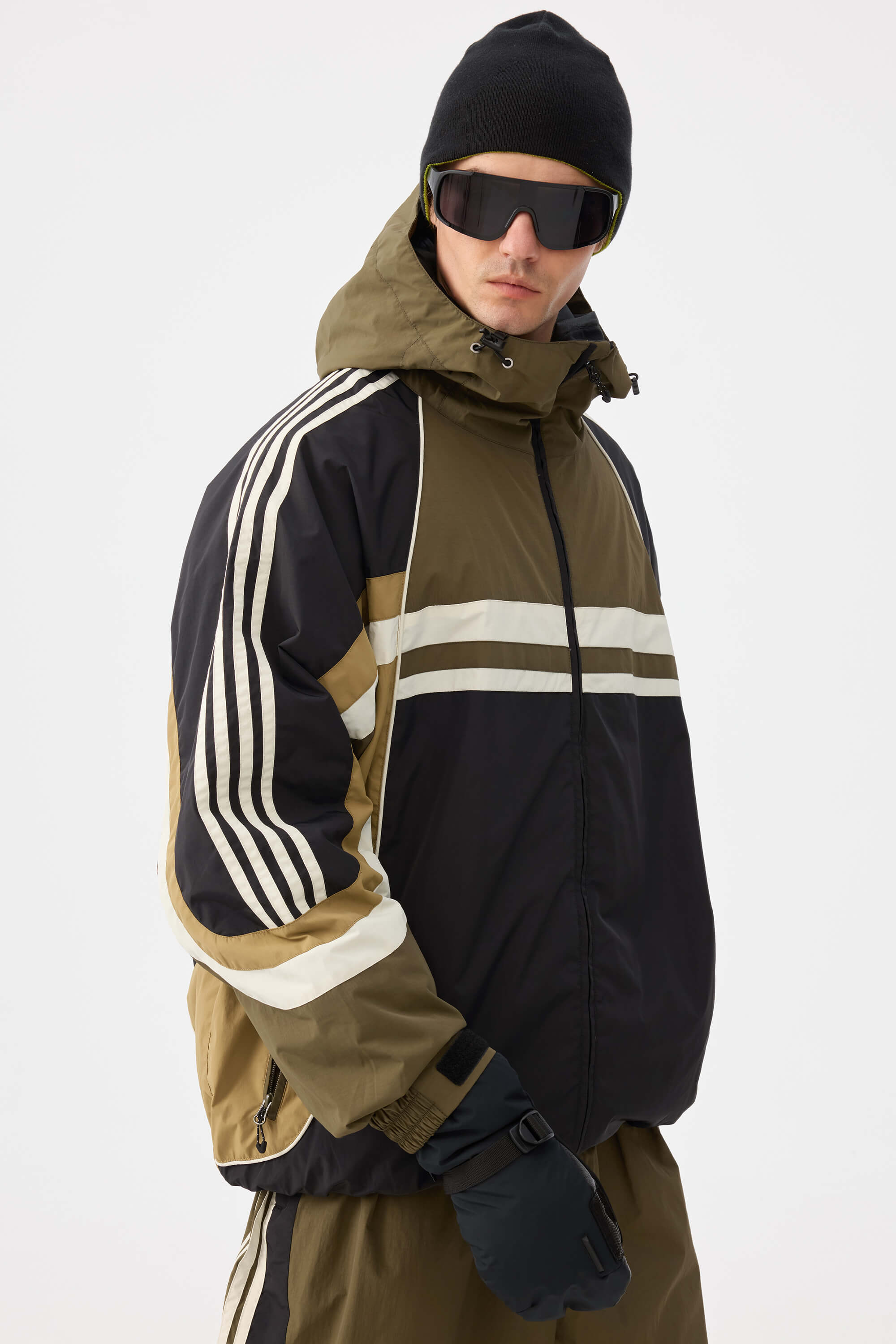 Retro Sporty Stripes Trim Colorblock Snow Jacket – Unisex | Gsou Snow