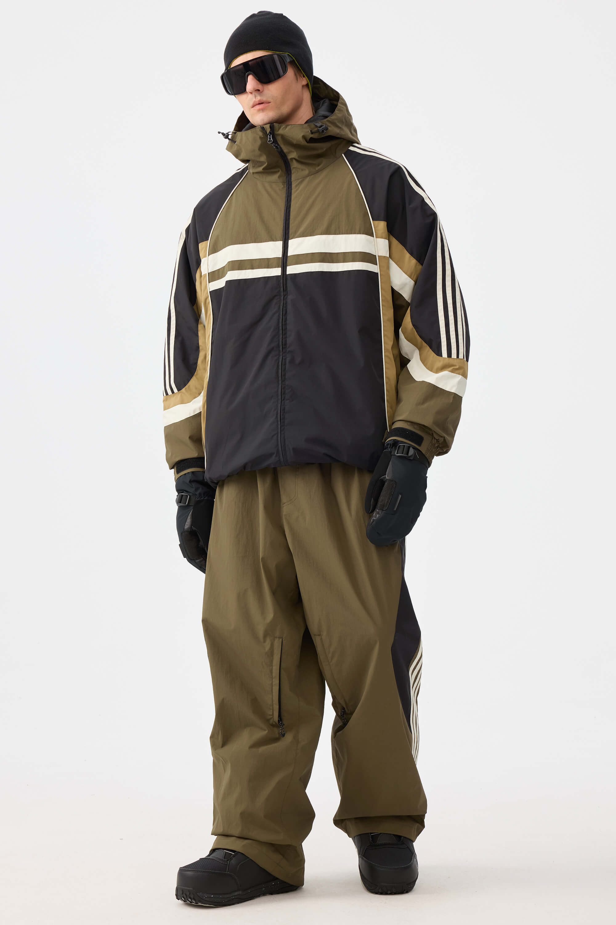 Retro Sporty Stripes Trim Colorblock Snow Jacket – Unisex | Gsou Snow