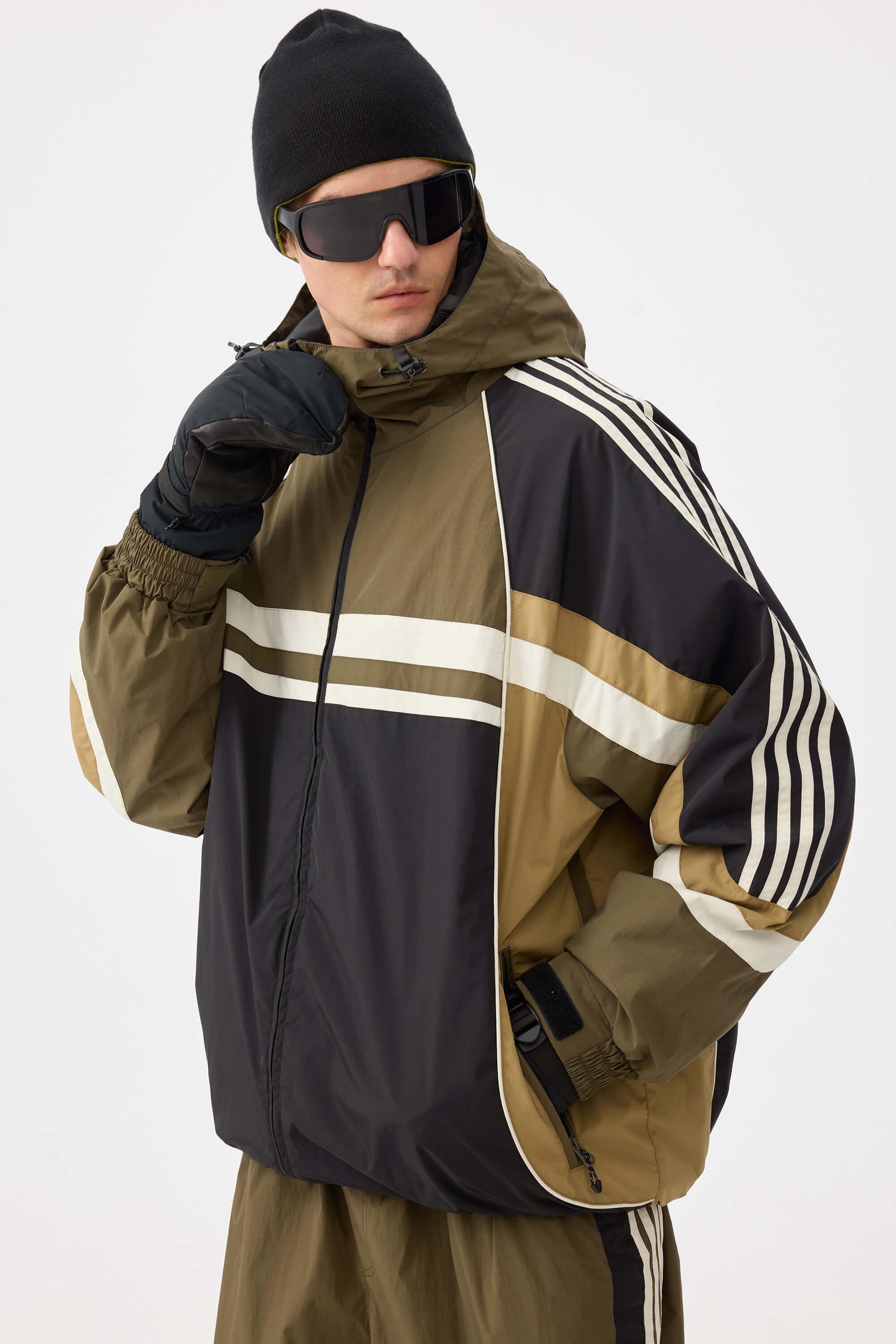 Retro Sporty Stripes Trim Colorblock Snow Jacket – Unisex | Gsou Snow