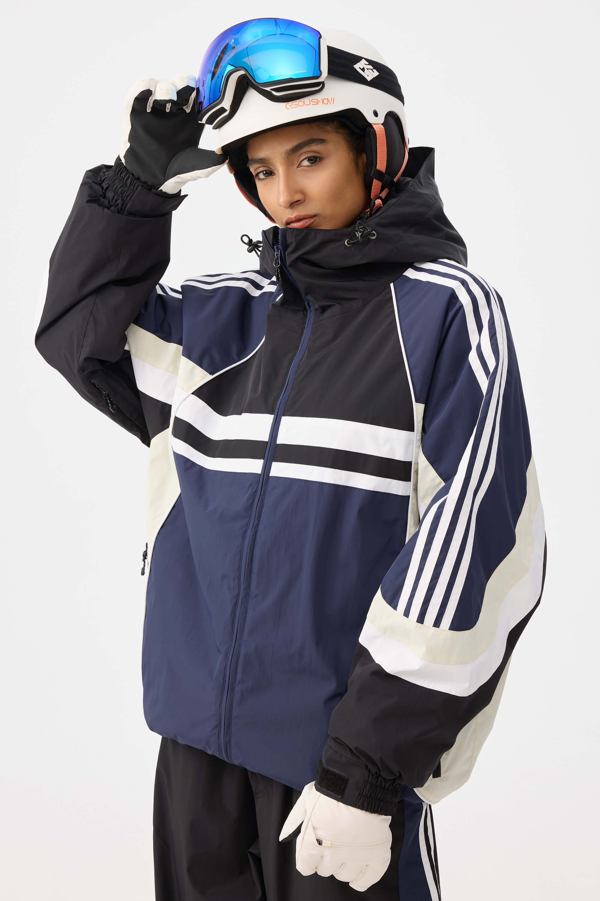 Retro Sporty Stripes Trim Colorblock Snow Jacket – Unisex | Gsou Snow