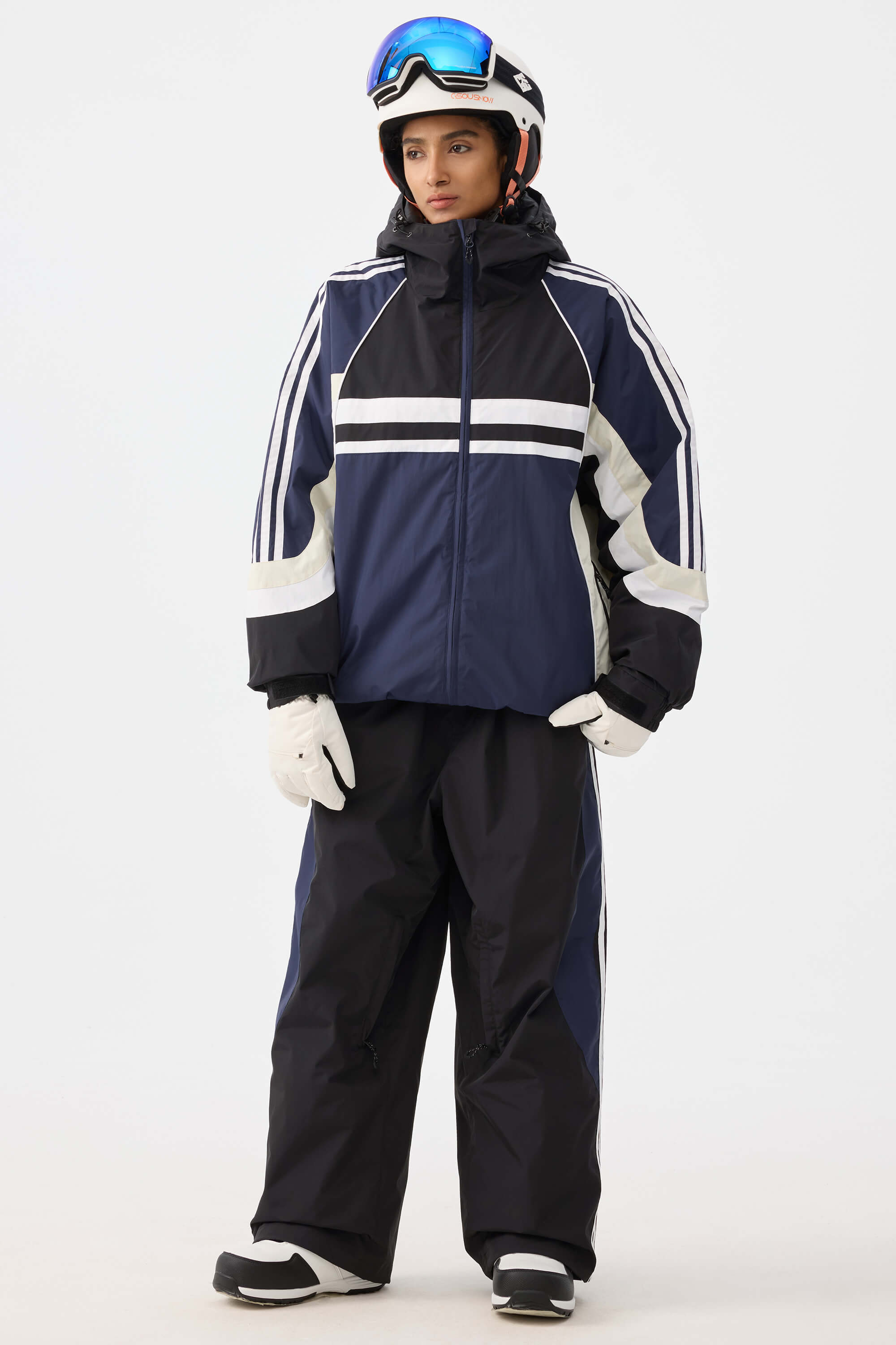 Retro Sporty Stripes Trim Colorblock Snow Jacket – Unisex | Gsou Snow