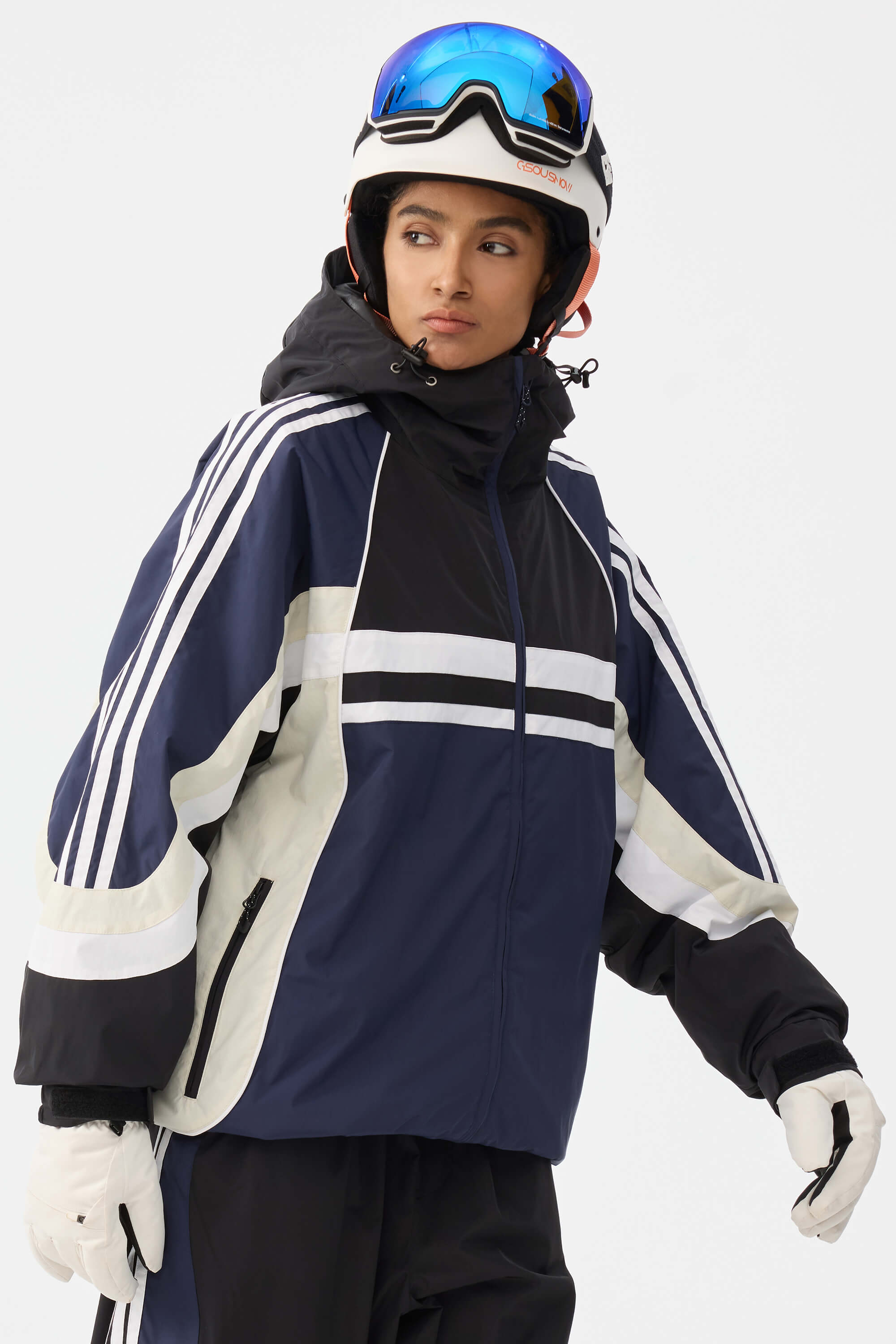 Retro Sporty Stripes Trim Colorblock Snow Jacket – Unisex | Gsou Snow