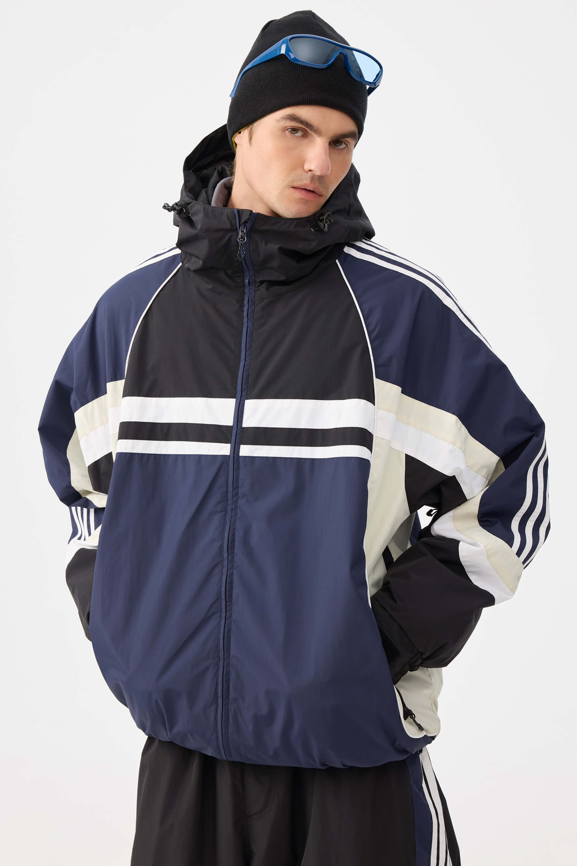 Retro Sporty Stripes Trim Colorblock Snow Jacket – Unisex | Gsou Snow