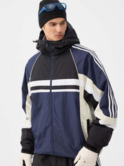 Retro Sporty Stripes Trim Colorblock Snow Jacket – Unisex | Gsou Snow