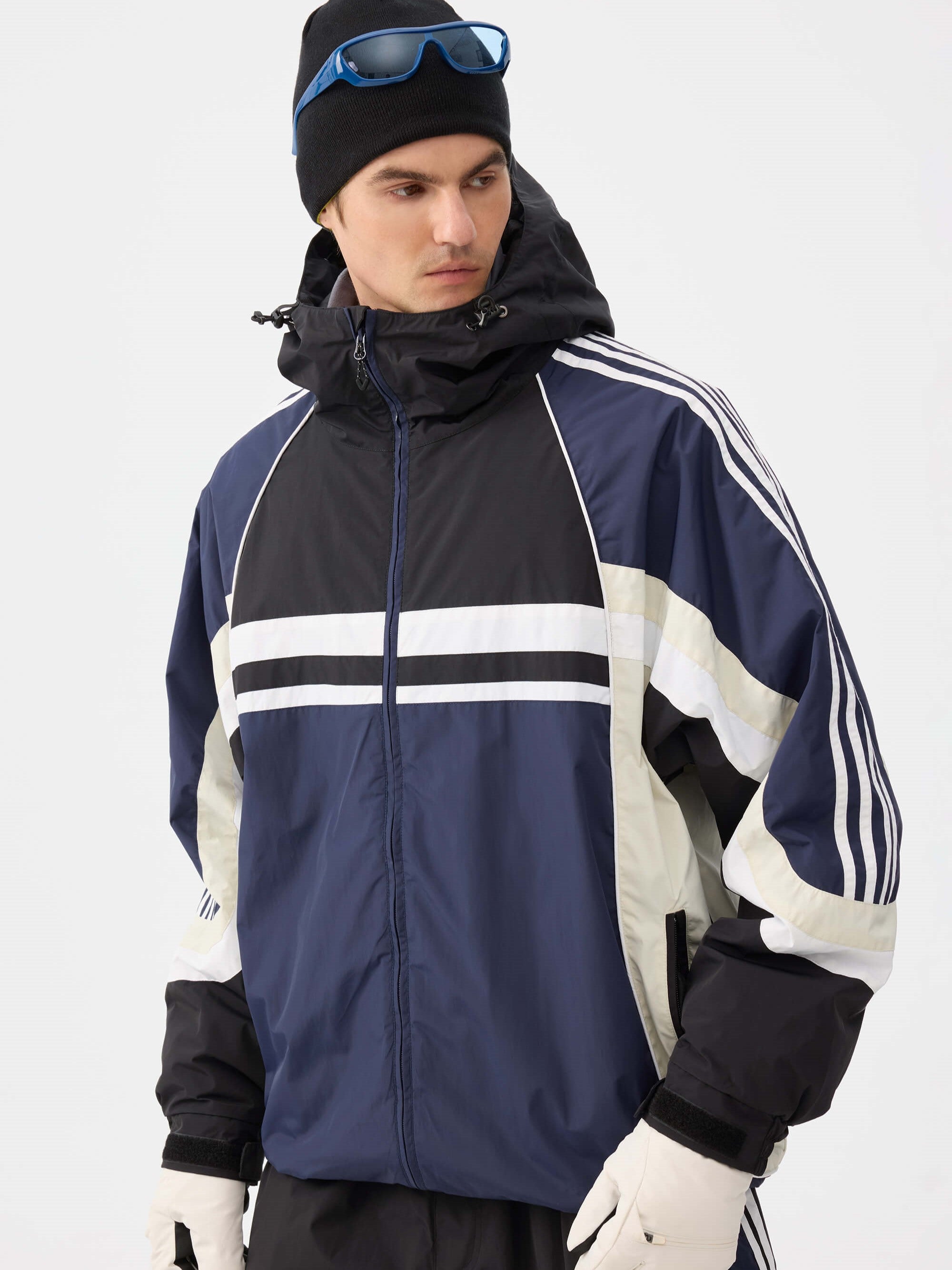 Retro Sporty Stripes Trim Colorblock Snow Jacket – Unisex | Gsou Snow
