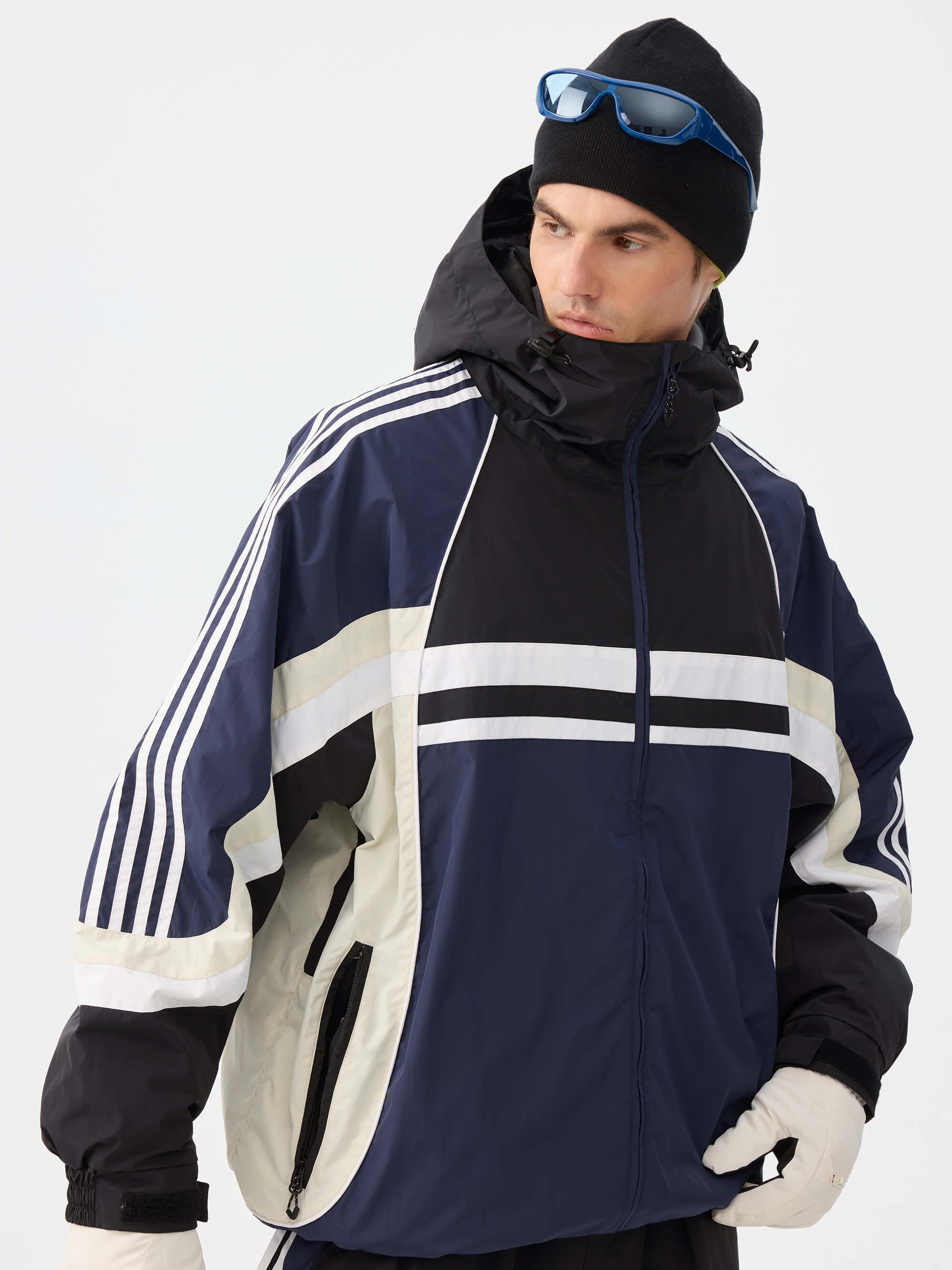 Retro Sporty Stripes Trim Colorblock Snow Jacket – Unisex | Gsou Snow