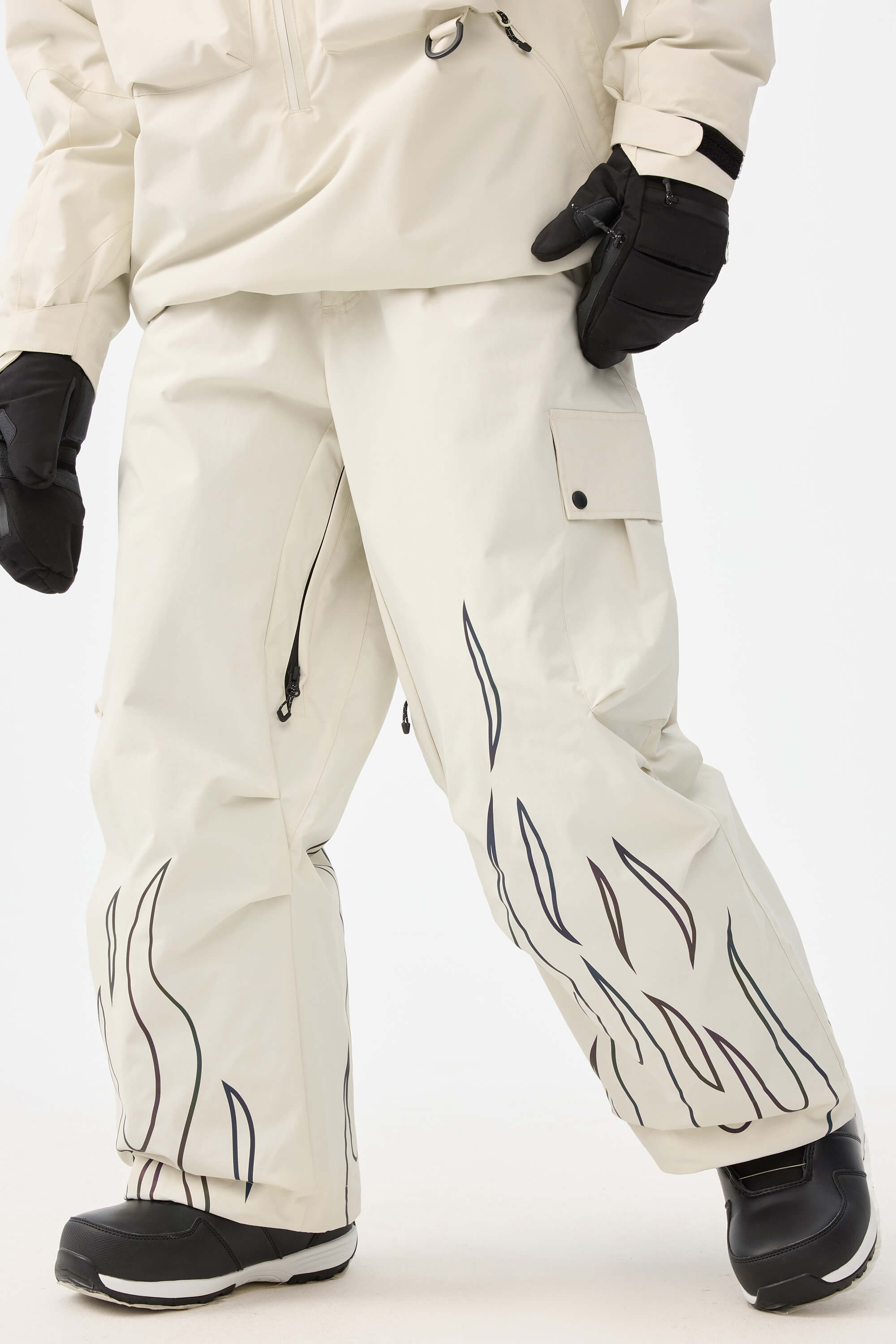 Reflective Flame Baggy Utility Snow Pants – Unisex | Gsou Snow