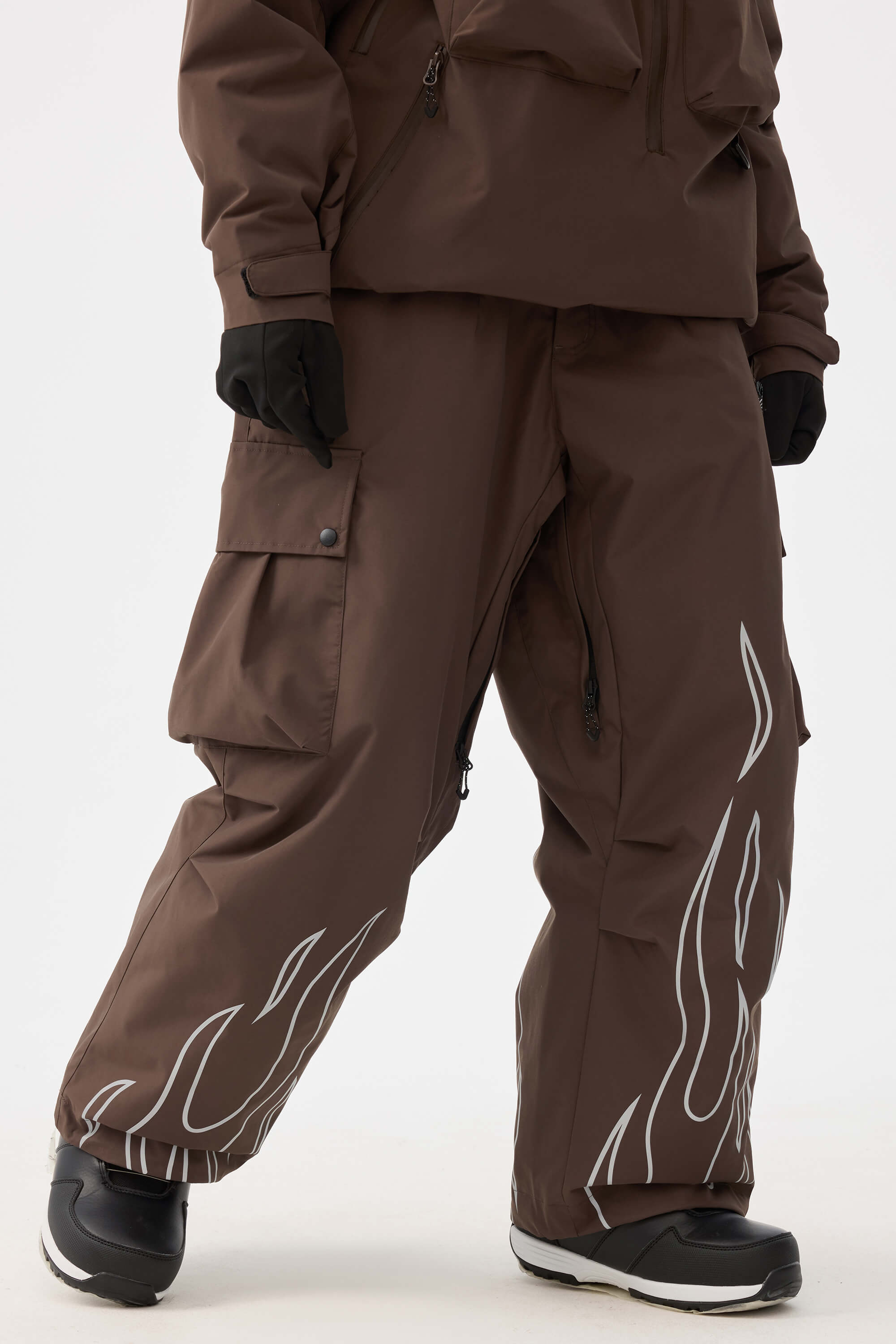 Reflective Flame Baggy Utility Snow Pants – Unisex | Gsou Snow