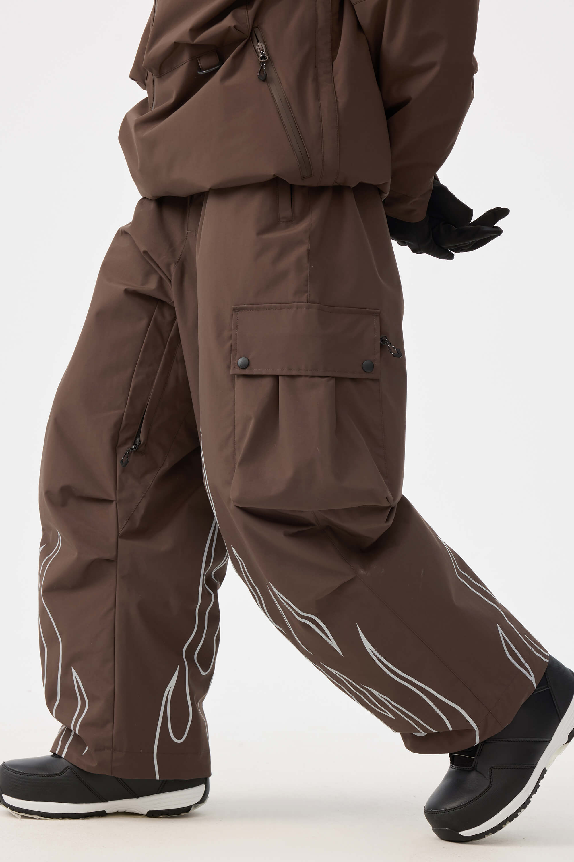 Reflective Flame Baggy Utility Snow Pants – Unisex | Gsou Snow
