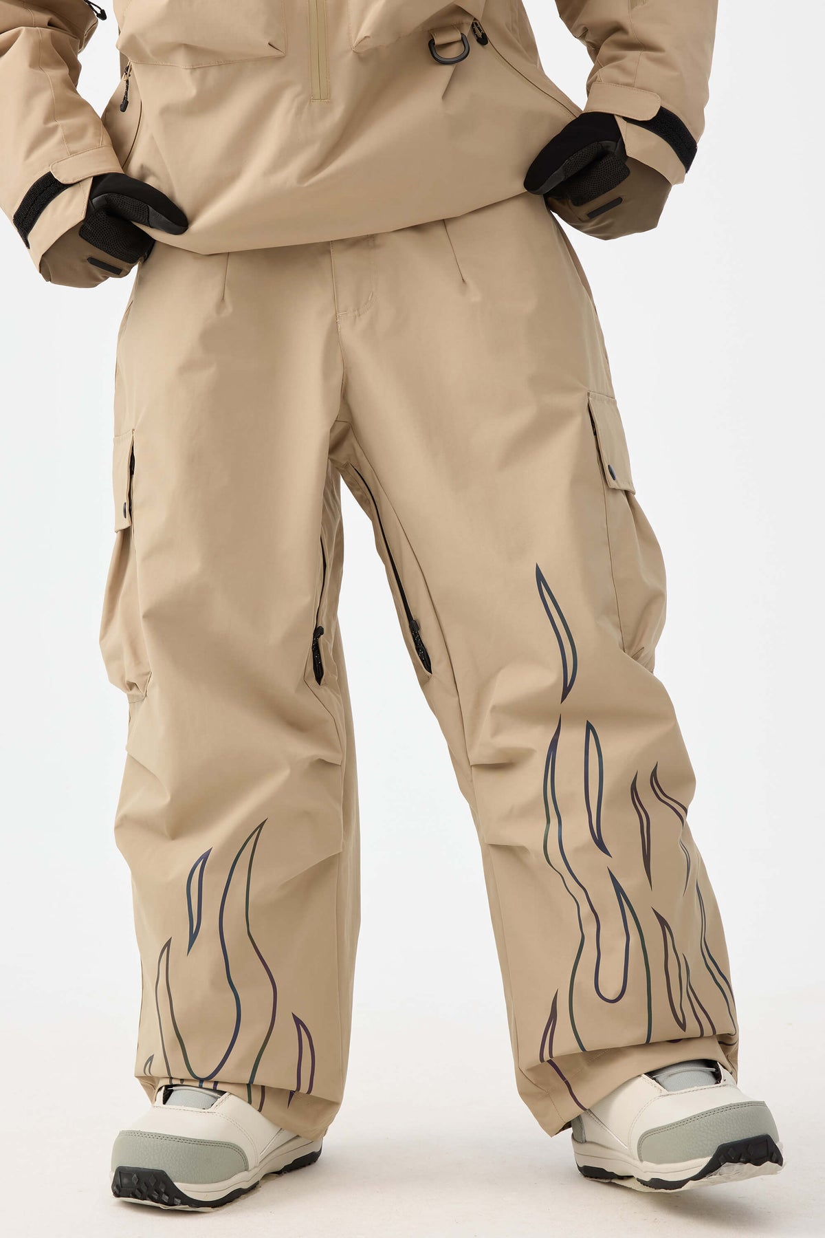Reflective Flame Baggy Utility Snow Pants – Unisex | Gsou Snow