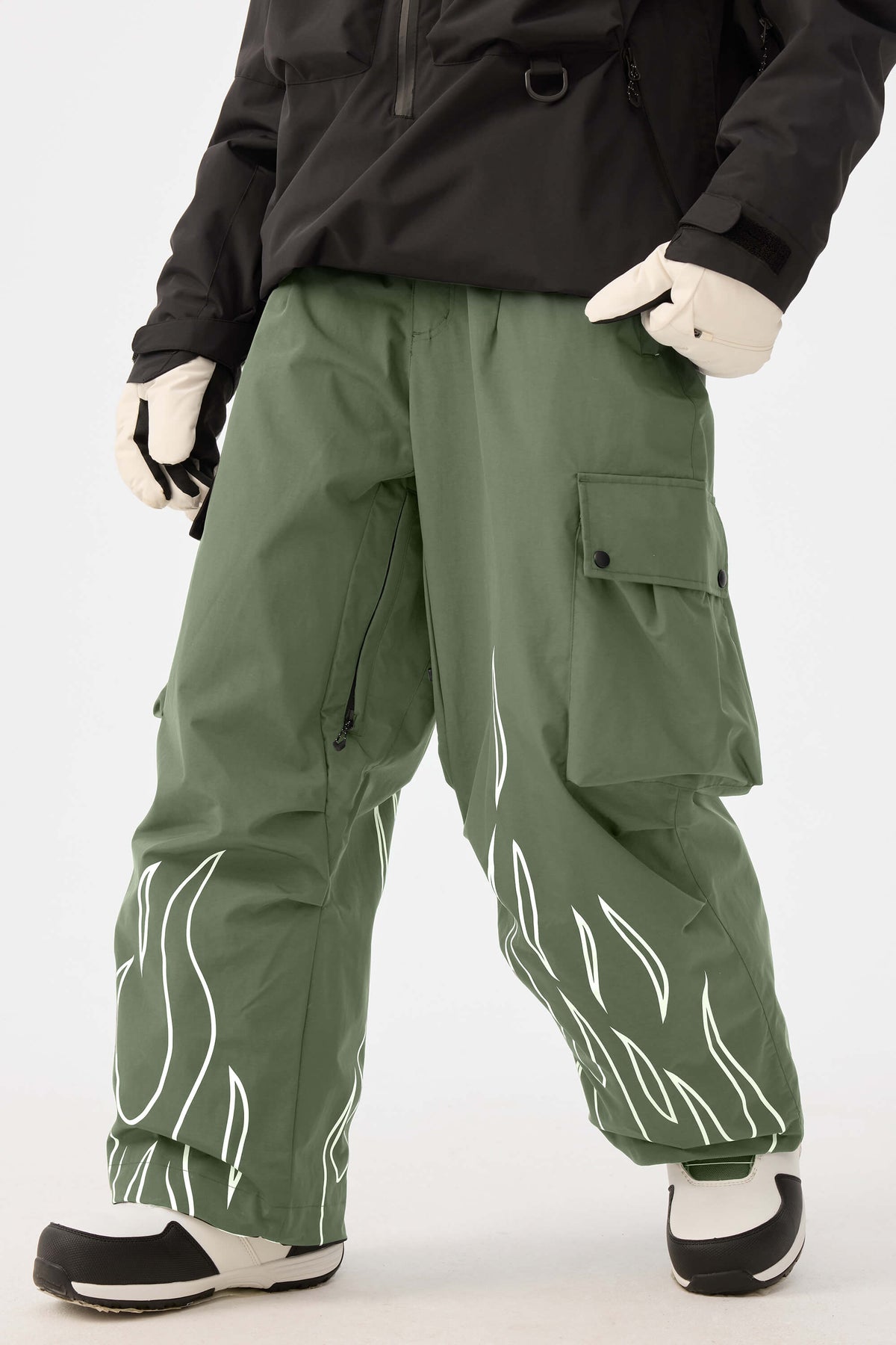 Reflective Flame Baggy Utility Snow Pants – Unisex | Gsou Snow