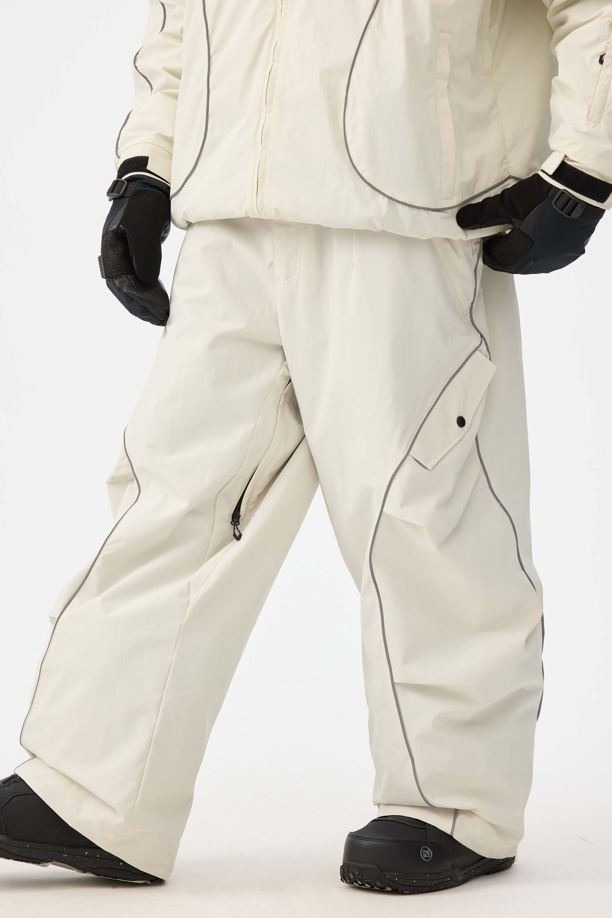 Retro Track Reflective Piping Baggy Snow Pants – Unisex | Gsou Snow