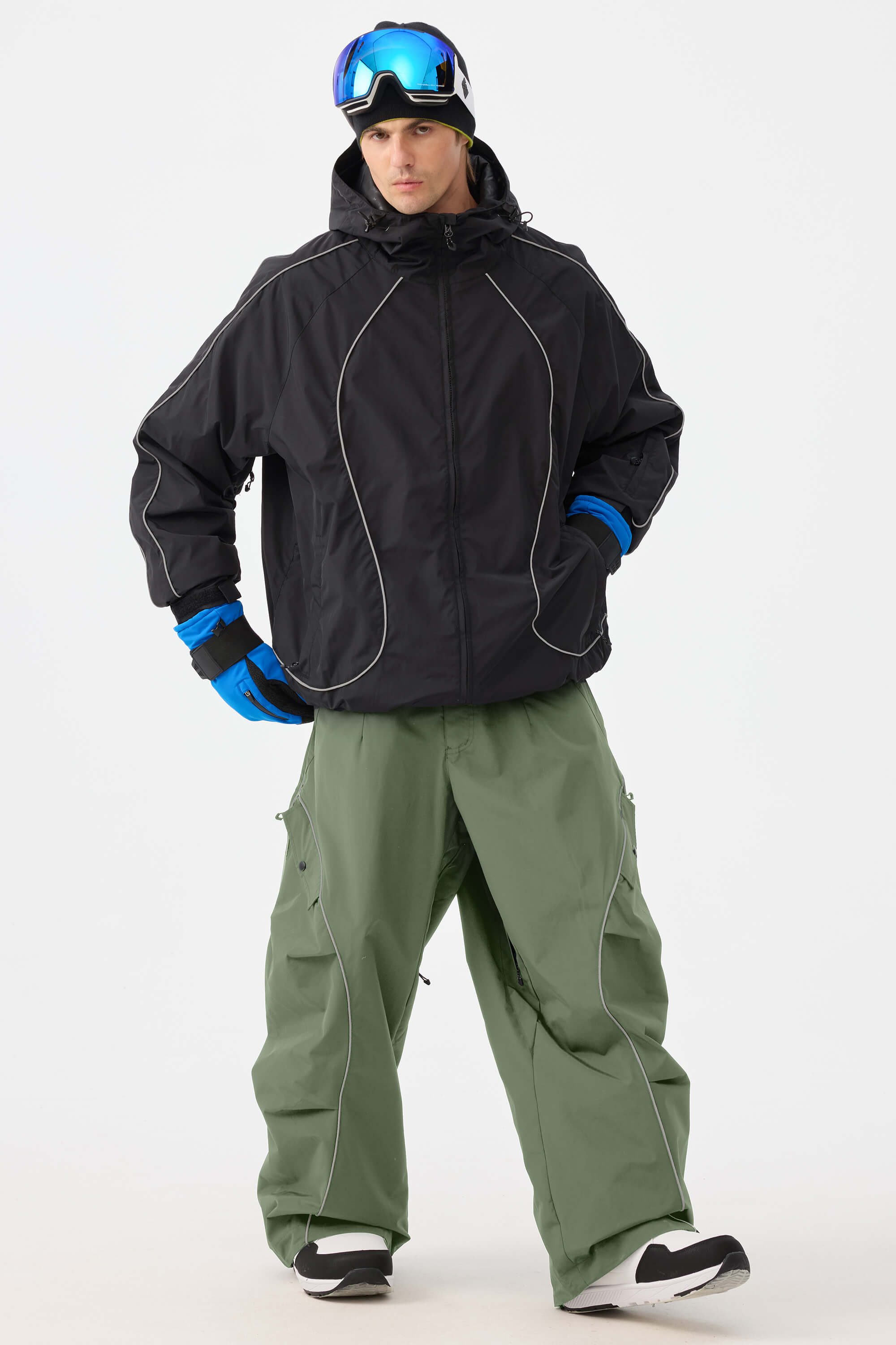 Retro Track Reflective Piping Baggy Snow Pants – Unisex | Gsou Snow