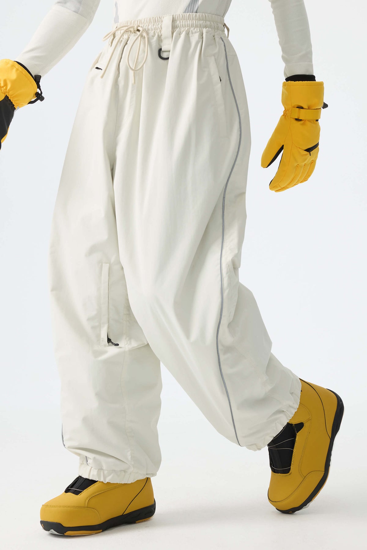 Baggy Reflective Piping Drawstring Snow Pants – Unisex | Gsou Snow