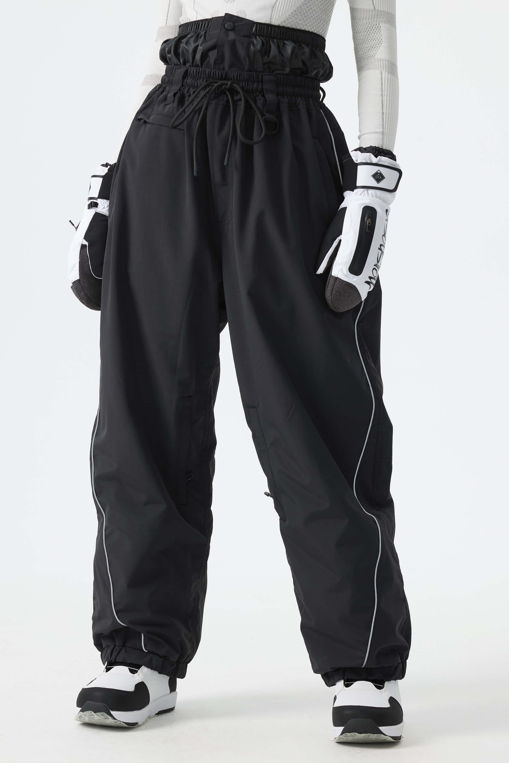 Baggy Reflective Piping Drawstring Snow Pants – Unisex | Gsou Snow