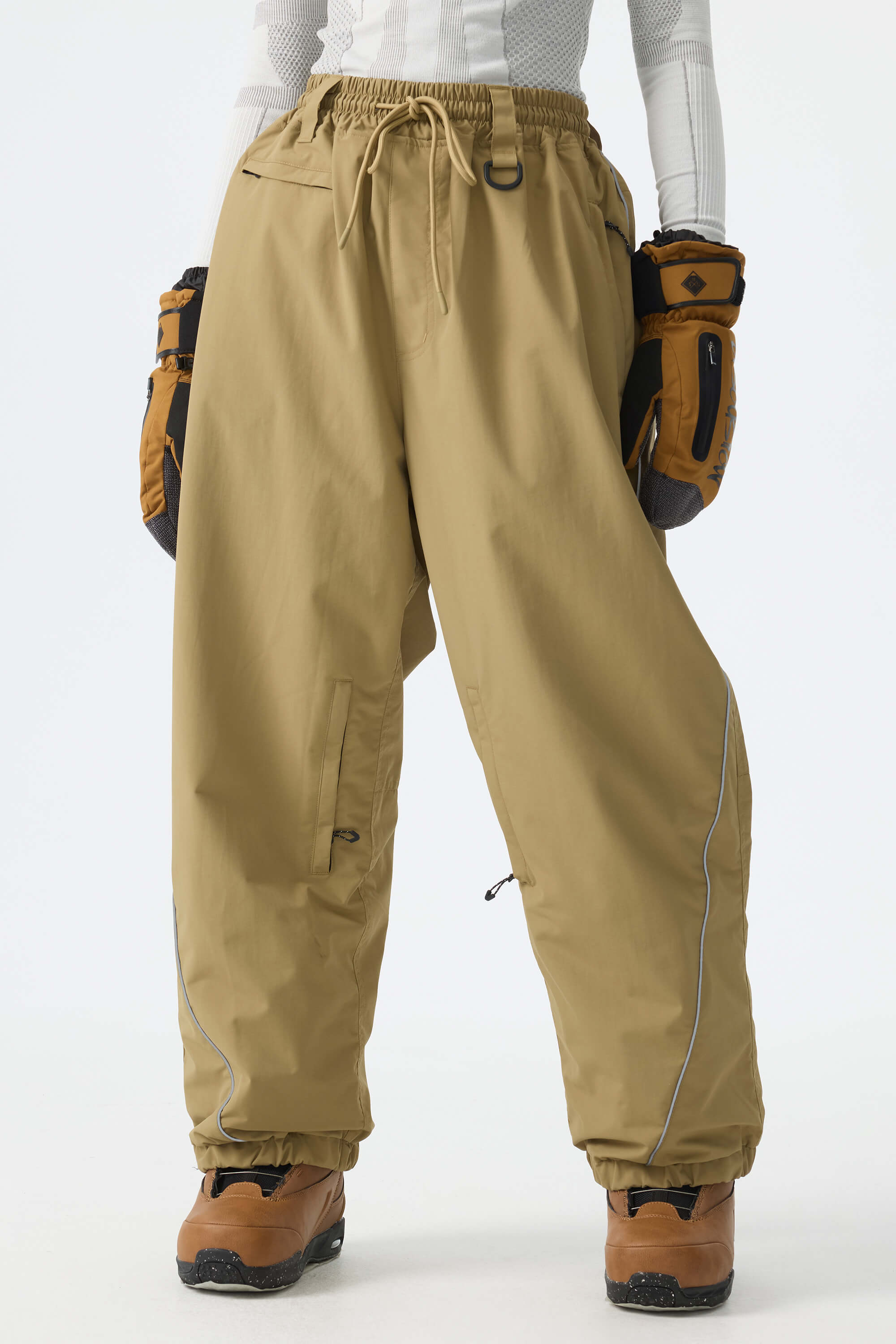 Baggy Reflective Piping Drawstring Snow Pants – Unisex | Gsou Snow