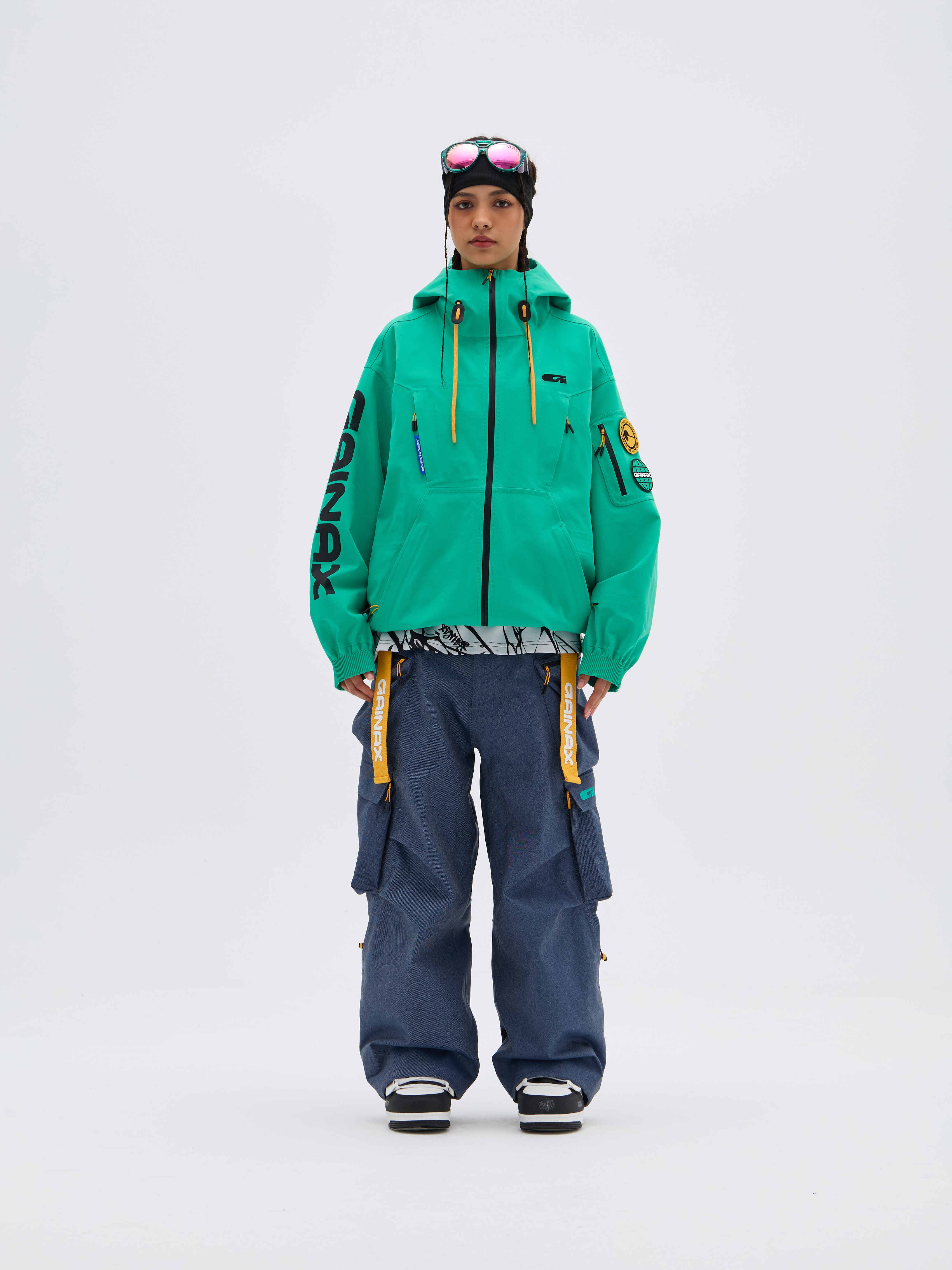 REBEL 3L Waterproof Freeride Ski Jacket  Green - Unisex | GAINAX