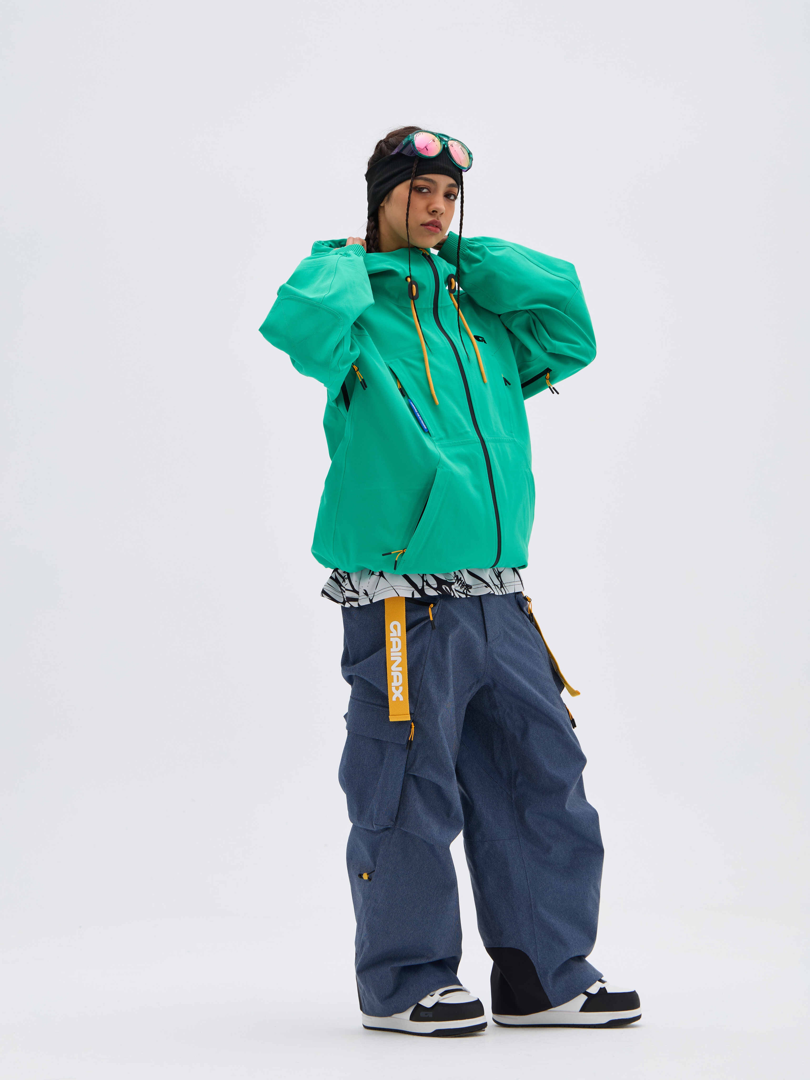 REBEL 3L Waterproof Freeride Ski Jacket  Green - Unisex | GAINAX