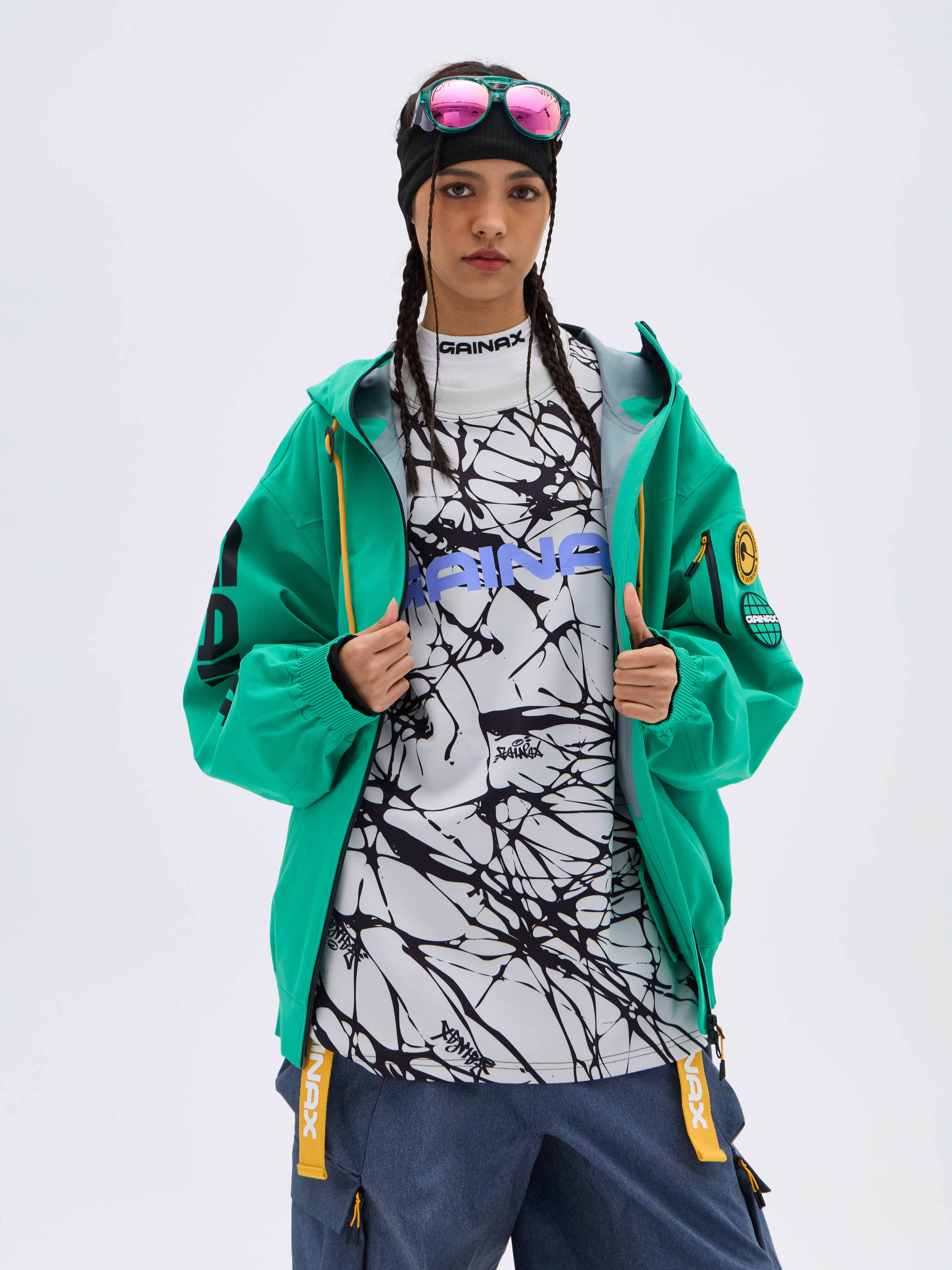 REBEL 3L Waterproof Freeride Ski Jacket  Green - Unisex | GAINAX