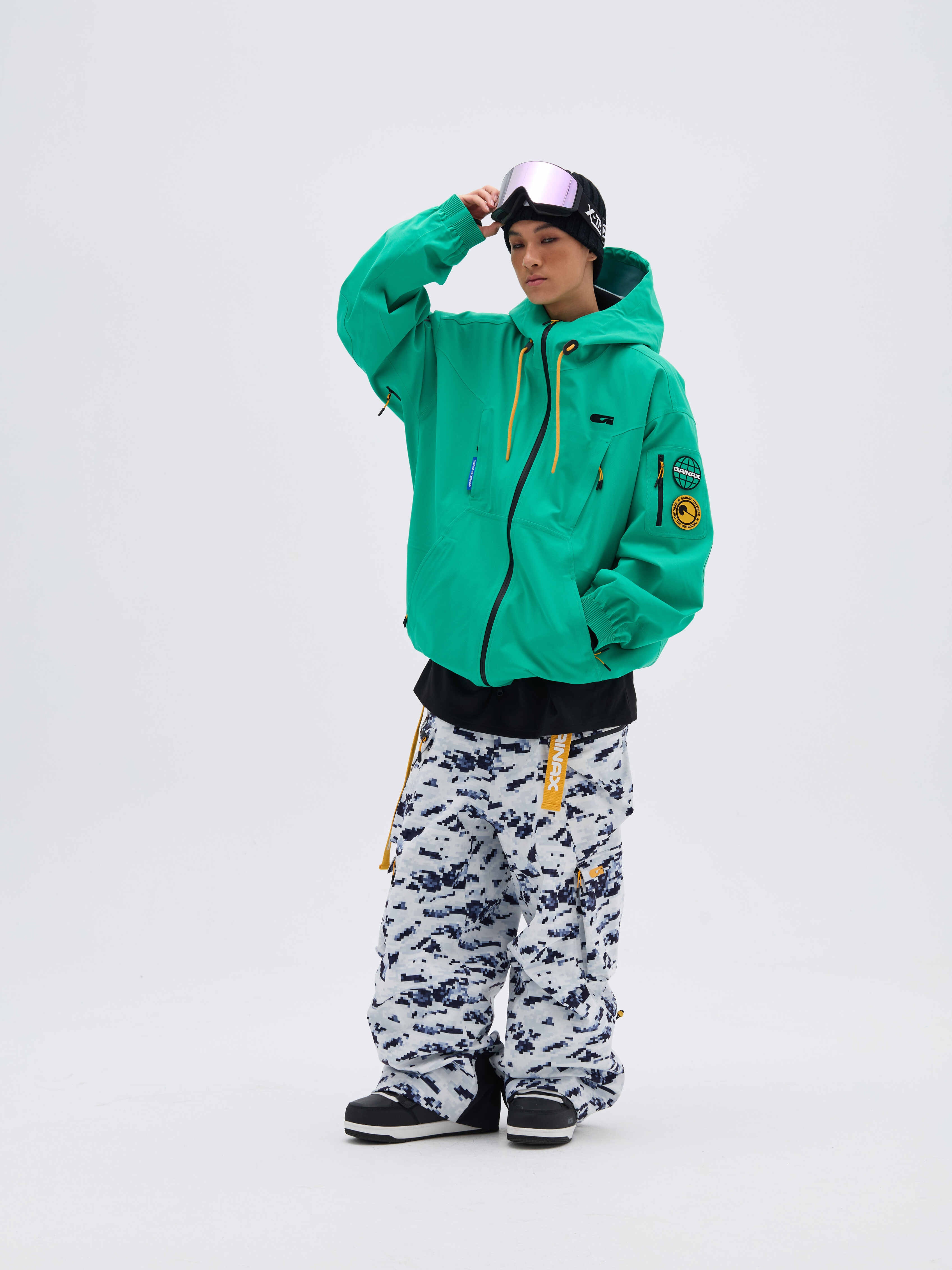 REBEL 3L Waterproof Freeride Ski Jacket  Green - Unisex | GAINAX