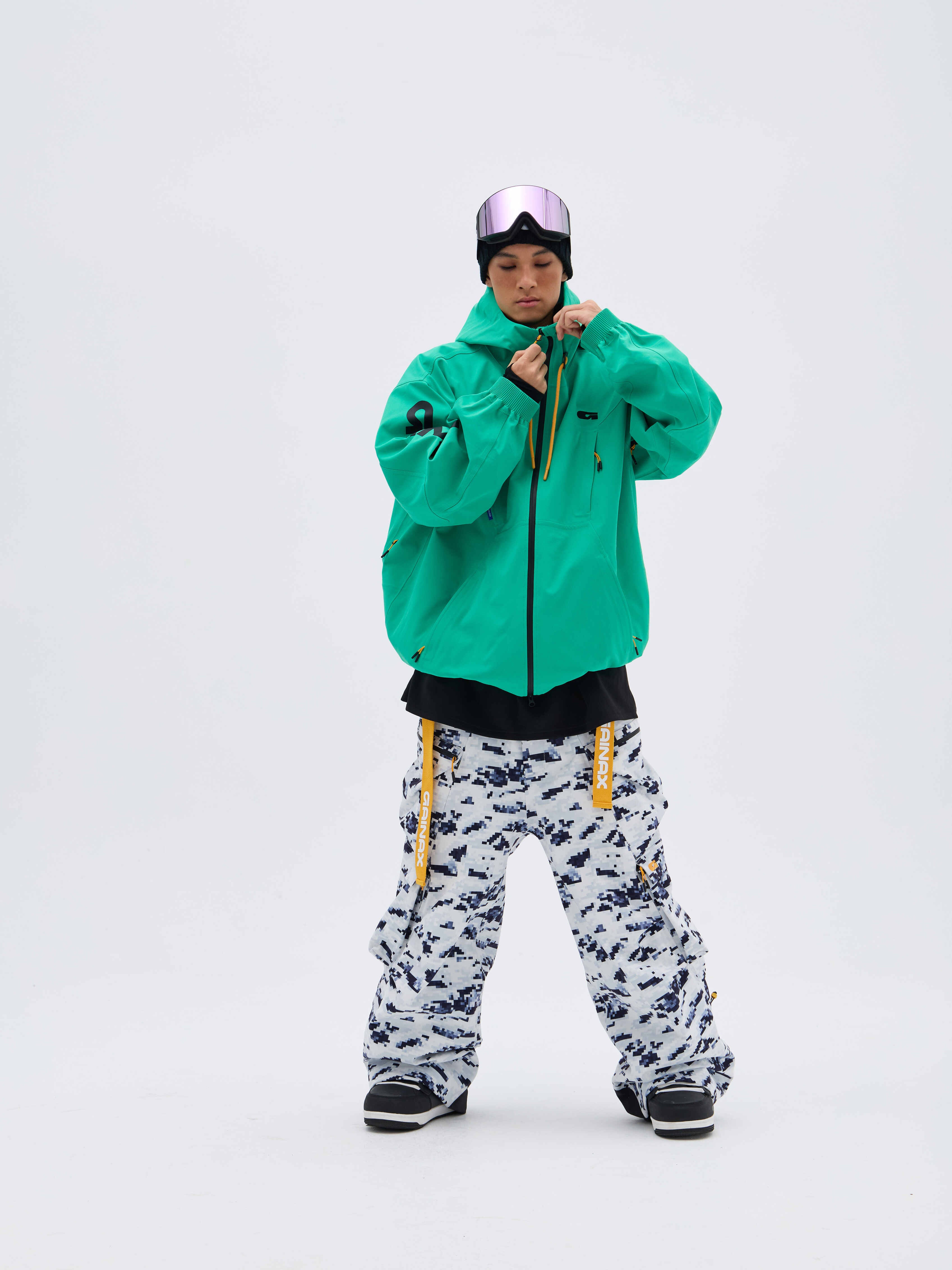 REBEL 3L Waterproof Freeride Ski Jacket  Green - Unisex | GAINAX