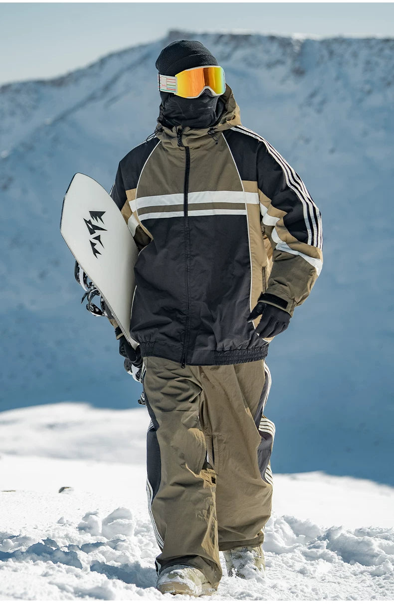 Retro Sporty Stripes Trim Colorblock Snow Jacket – Unisex | Gsou Snow