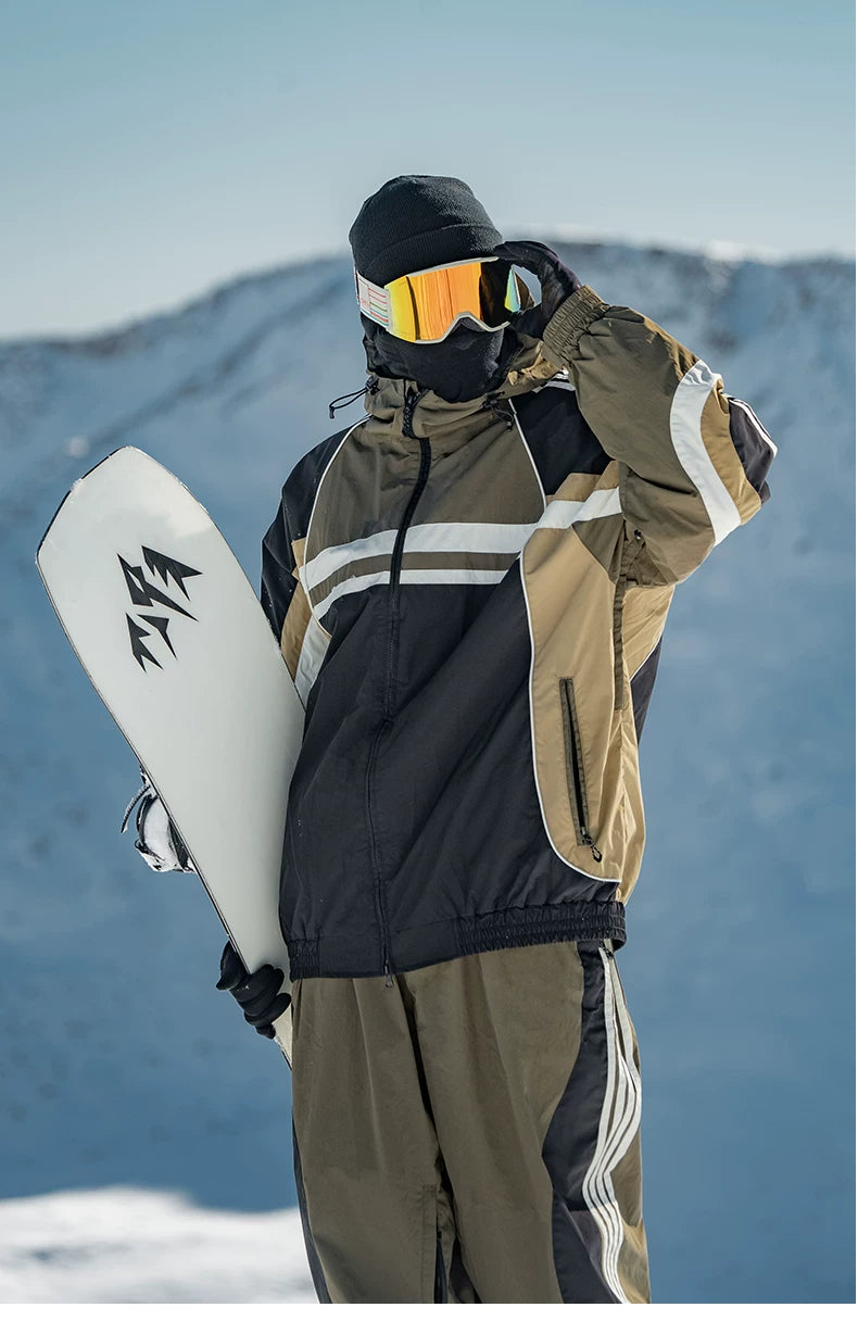 Retro Sporty Stripes Trim Colorblock Snow Jacket – Unisex | Gsou Snow