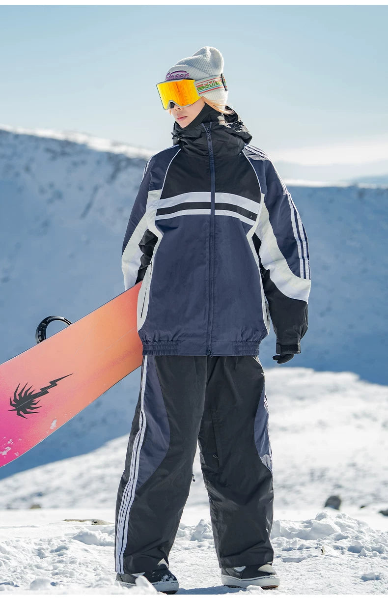 Retro Sporty Stripes Trim Colorblock Snow Jacket – Unisex | Gsou Snow