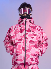 20K Waterproof 3-Layer Insulated Pink Camo Snowboard Jacket – Unisex | Doorek