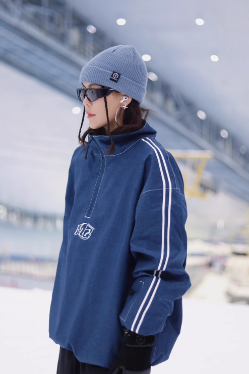 Molocoster Loose Fit Denim Ski Pullover – Unisex