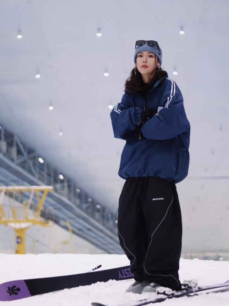 Molocoster Loose Fit Denim Ski Pullover – Unisex