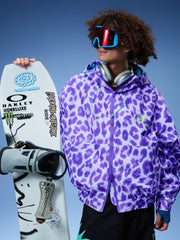 Violet Leopard Insulated Snow Jacket - Unisex | OddyEddy