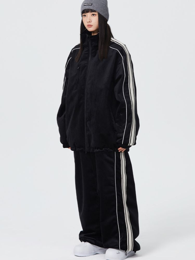 Side Stripe Velvet Baggy Shell Snow Suit - Women's | Searipe