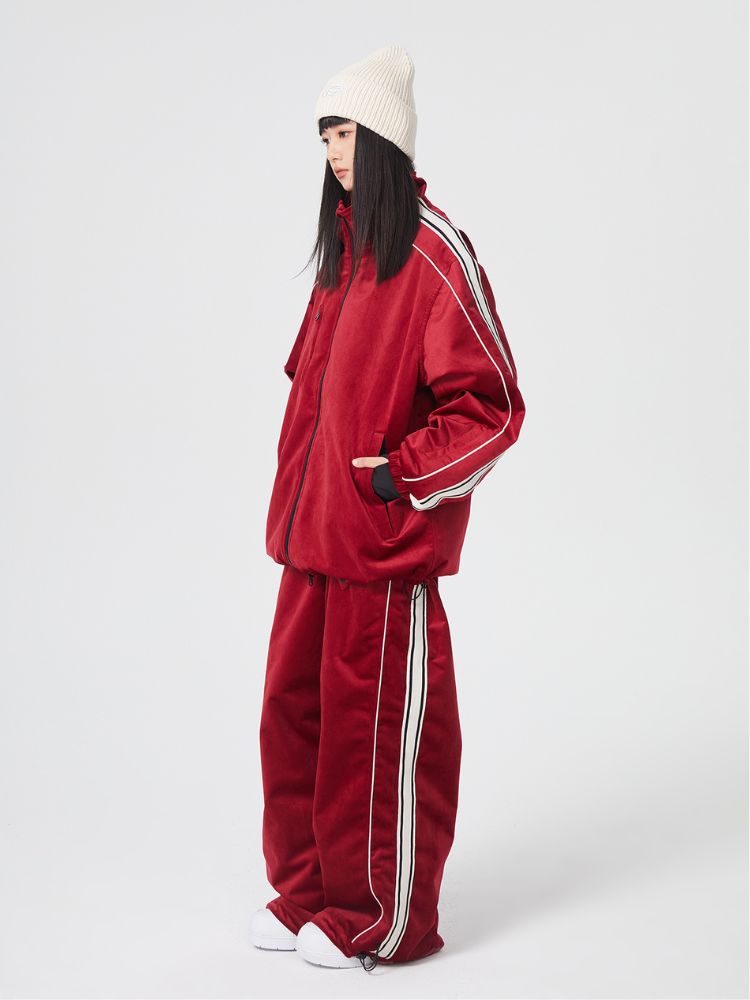 Searipe Side Stripe Velvet Baggy Shell Snow Suit - Women's