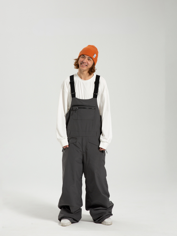 Winter Ticket Free Ride Bibs - Unisex Grey Winter Ticket | Snowears.com